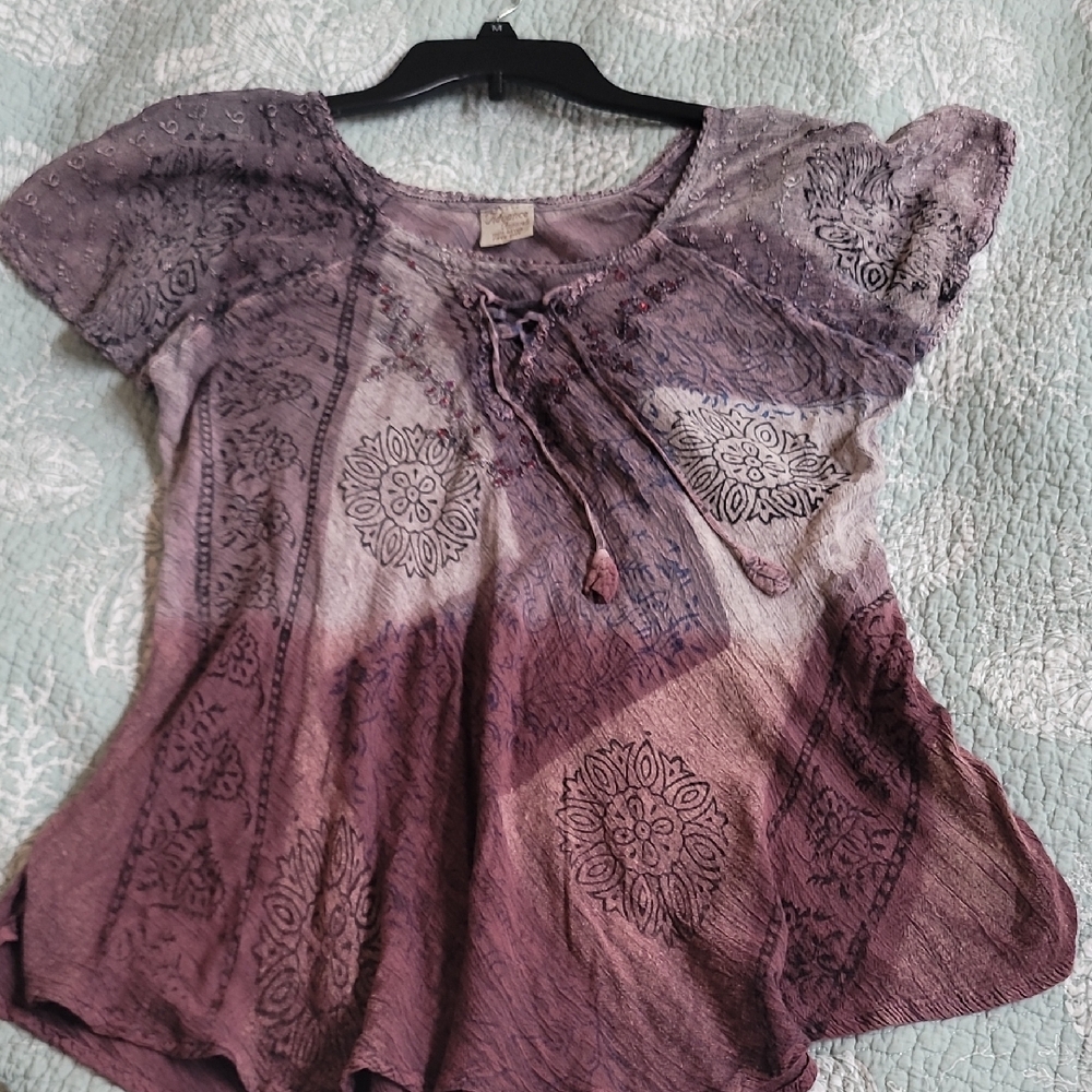 Advance Apparels Ombre Purple and Gray Blouse Boho